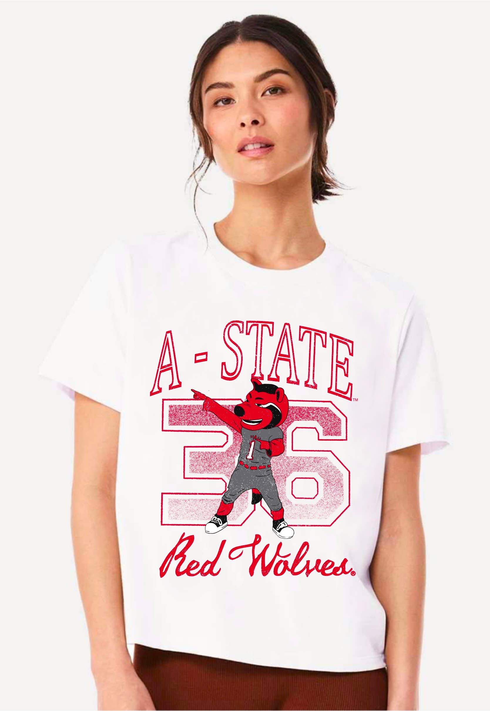 Asu Red Wolves Club Mascot White Ellie Perfect Tee Hoodie, Sweatshirt | PodTeesHub.com