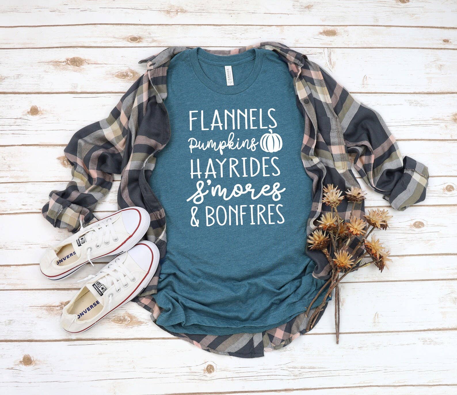 Flannels Pumpkins Hayrides T-Shirt Hoodie, Sweatshirt | PodTeesHub.com