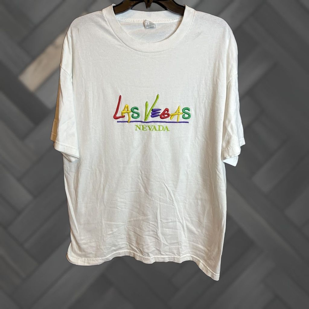 Vintage Las Vegas Nevada Embroidered T Shirt Mens Xl White Hoodie, Sweatshirt | PodTeesHub.com