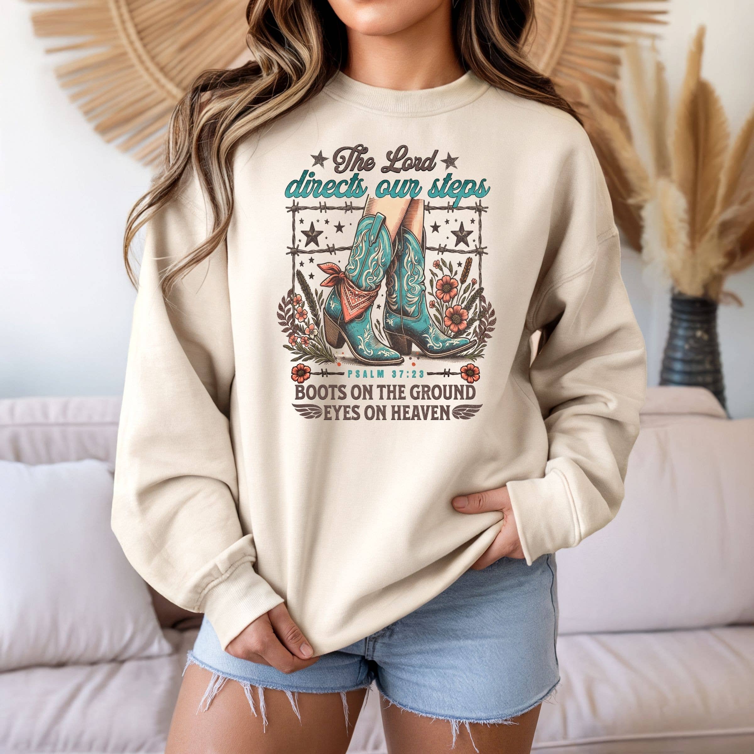 The Lord Directs Our Steps Western Spring Graphic Sweatshirt T-Shirts, Hoodie | PodTeesHub.com