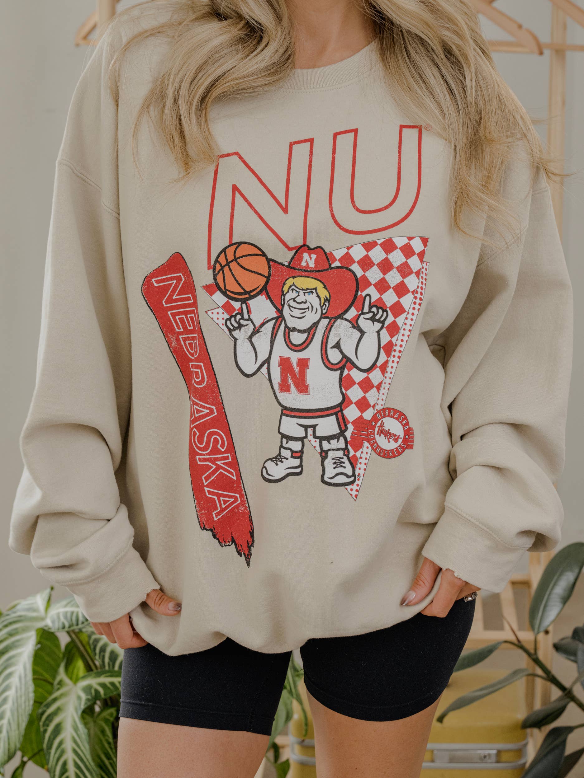 Nebraska Huskers Courtside Basketball Thrifted Sweatshirt T-Shirts, Hoodie | PodTeesHub.com