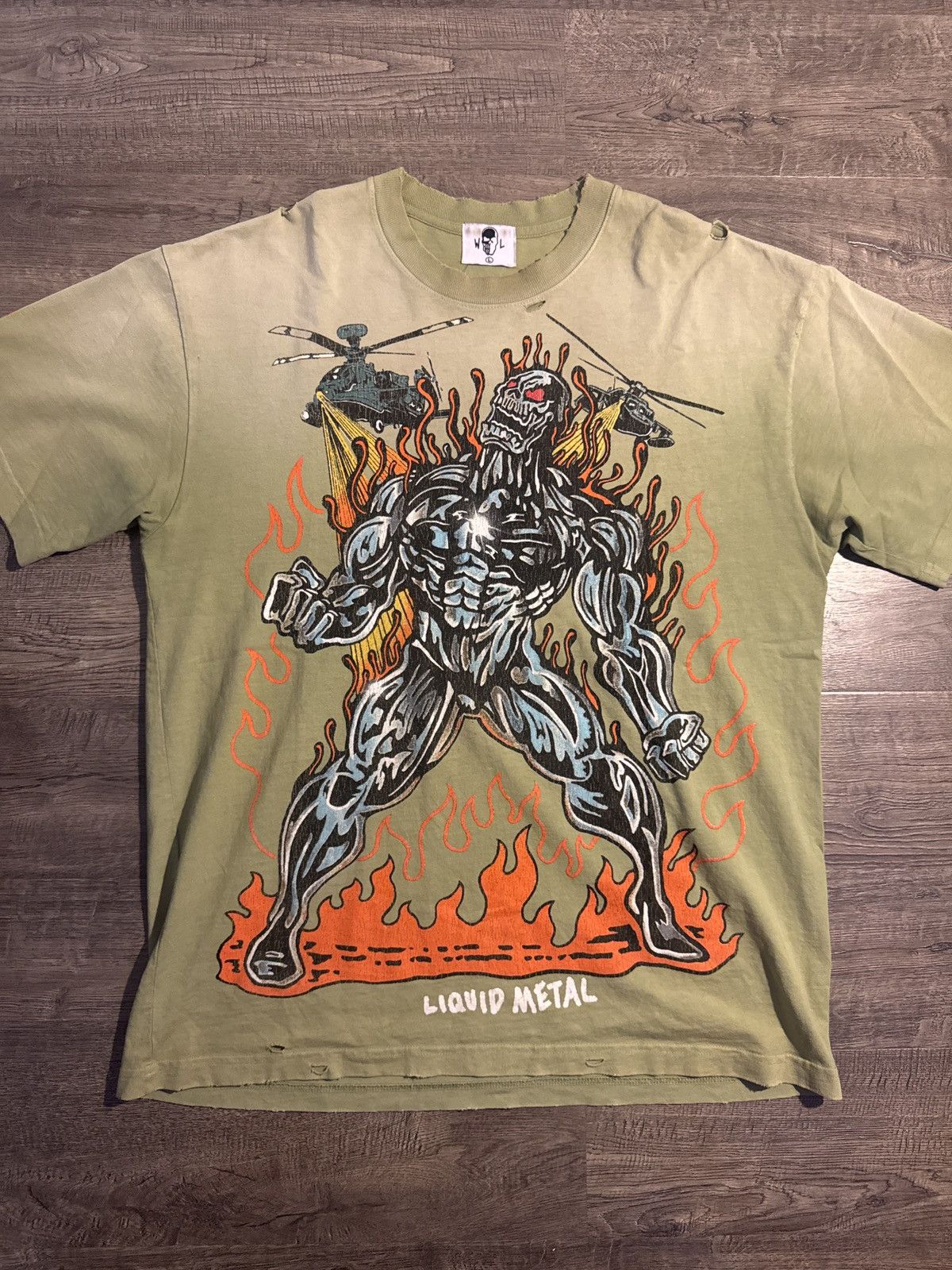 Warren Lotas Liquid Metal Distressed Tee Hoodie, Sweatshirt | PodTeesHub.com