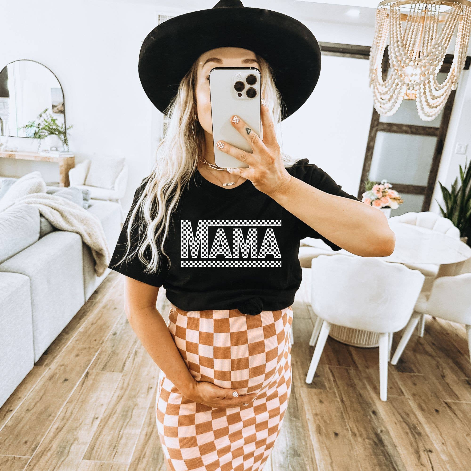 Mama Checkered Tshirt *Unisex Fit*191 Hoodie, Sweatshirt | PodTeesHub.com