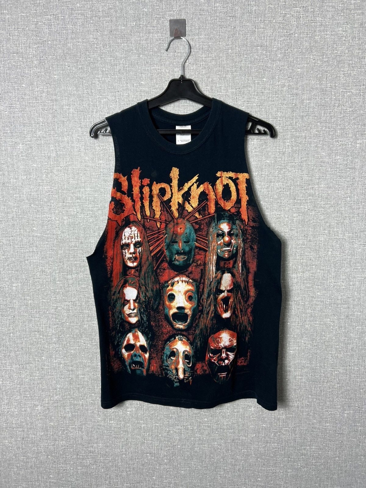 Gildan Slipknot Sleeveless Cut Off Band T Shirt Pentagram Print Tee Hoodie, Sweatshirt | PodTeesHub.com