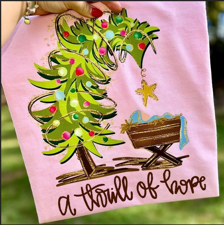 A Thrill Of Hope Christmas Baby Jesus Sweater, Manger Holiday Merry Xmas Sweatshirt, Gifts for Christians, Jesus Apparel...