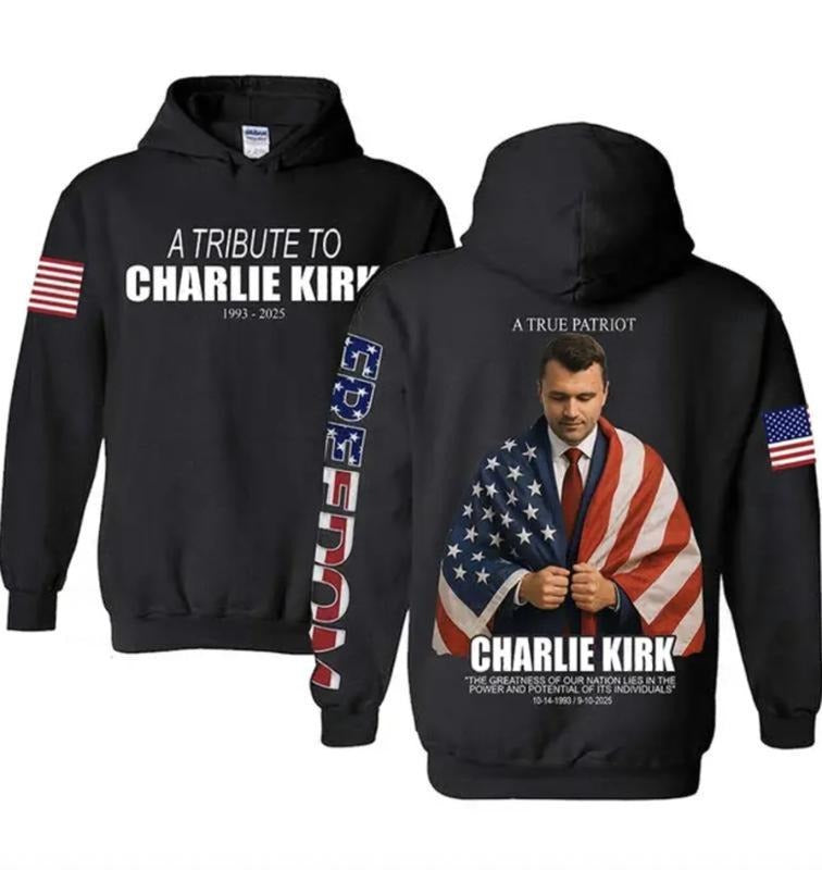 A Tribute To Charlie Kirk Memorial Hoodie For Men For Women, Charlie Kirk Freedom Pride Flag Hoodie, Memorial Gifts...