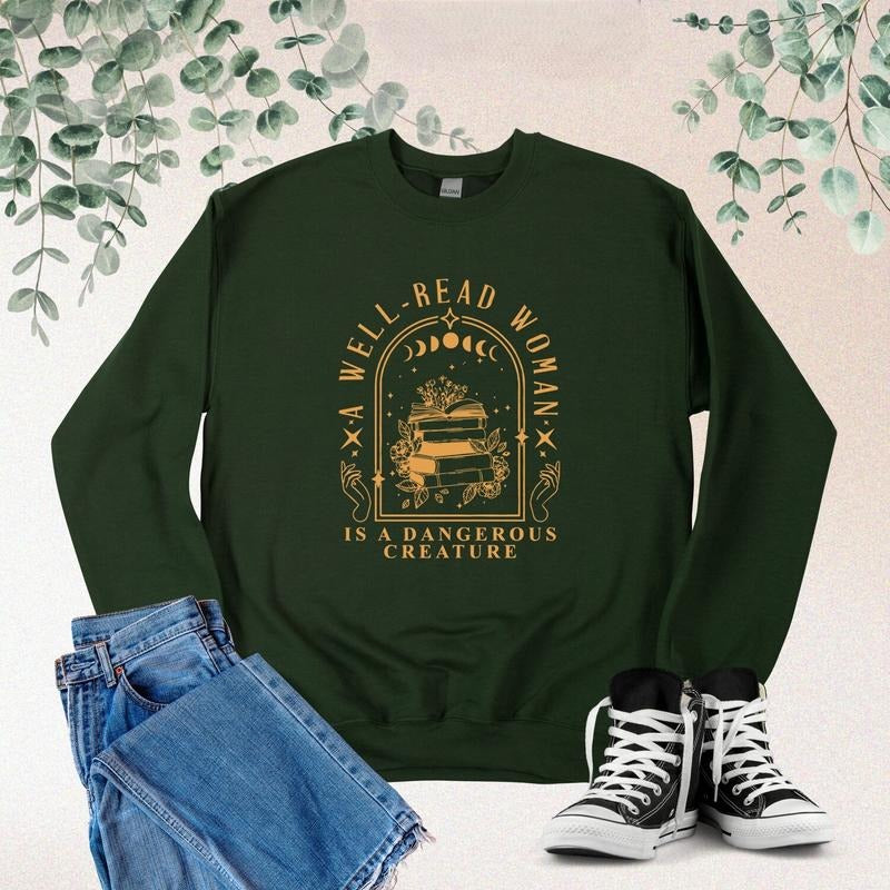 A Well Read Woman Is A Dangerous Creature Shirt, Bookish Merch Shirt, Book Reader, Reading Tee, Book Lovers Gifts,...