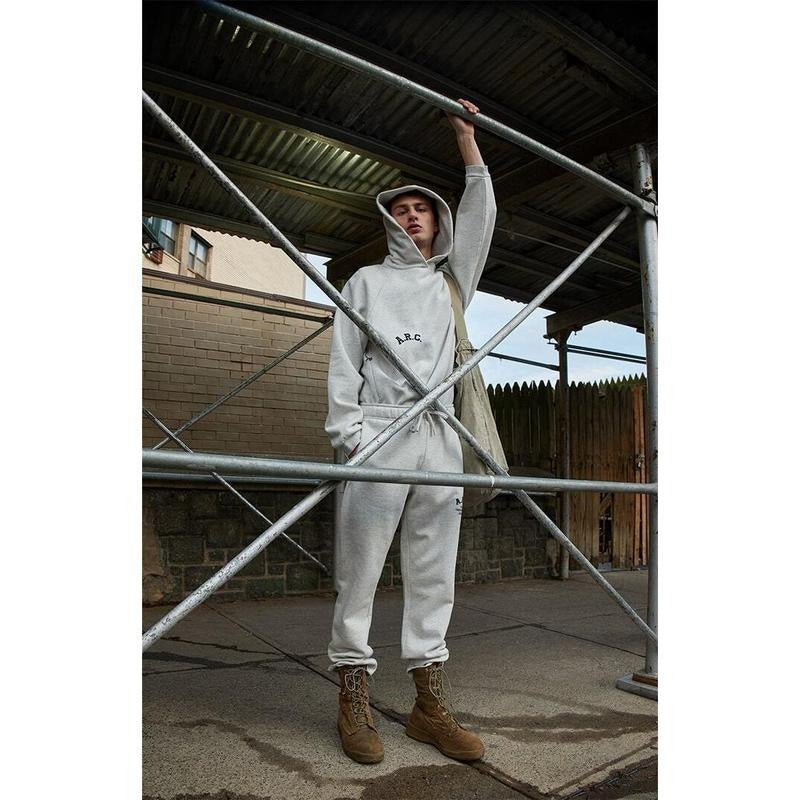 A.R.C. Men's Heather Grey Field Applique Heavyweight Fleece Hoodie T-Shirts, Sweatshirt | PodTeesHub.com