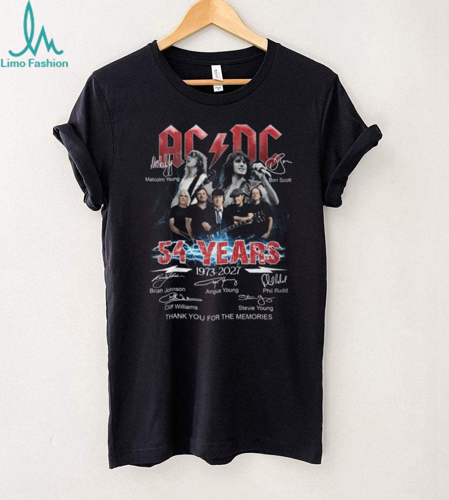 AC DC 54 Years 1973 2027 Band Signatures Tribute T Shirt
