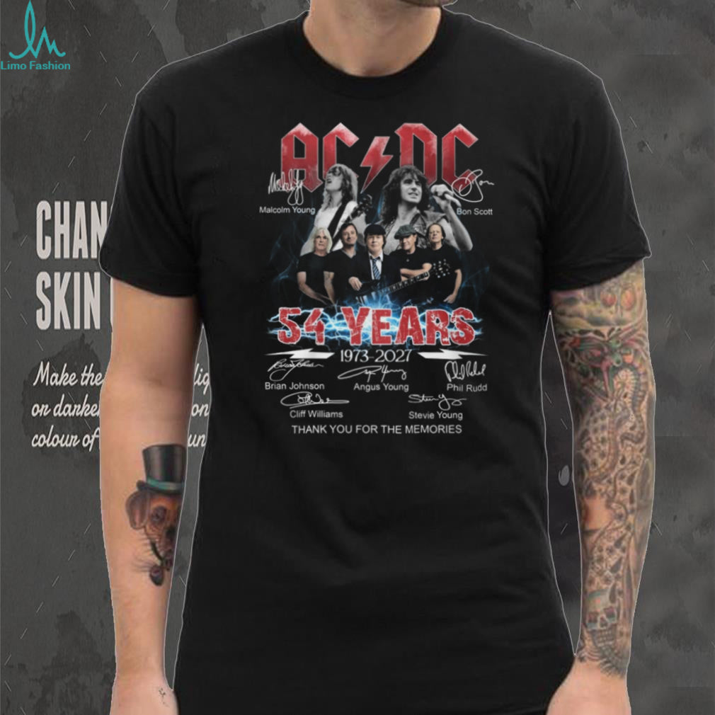 AC DC 54 Years 1973 2027 Band Signatures Tribute T Shirt