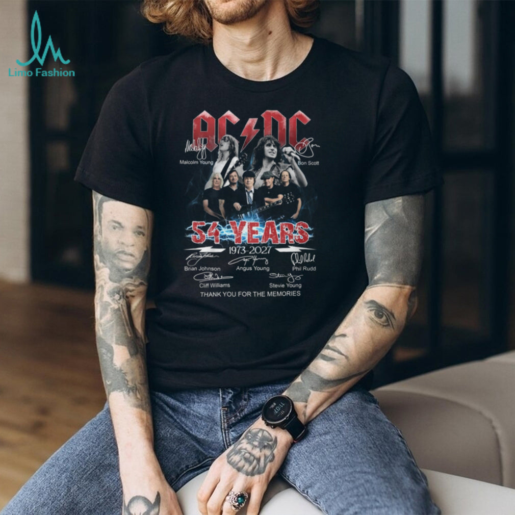 AC DC 54 Years 1973 2027 Band Signatures Tribute T Shirt