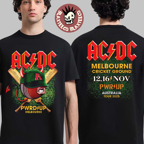 ACDC Melbourne PWR Up Tour 2025 Tee At Cricket Ground On November 12 And 16 2025 PWR Up Australia Two Sided T-Shirt