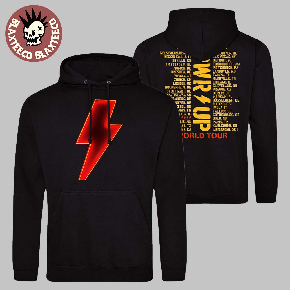 ACDC Neon Bolt PWR UP World Tour 2024 2025 Tour Dates Two Sided Unisex Hoodie