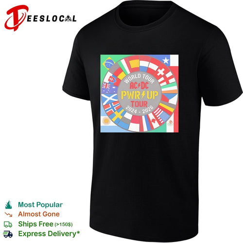 ACDC PWR UP World Tour 2024 2026 world flags shirt