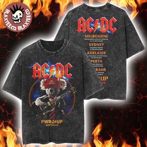ACDC PWR Up Australia 2025 Angus Koala PWR UP Tour With Dates Back Washed T-Shirt