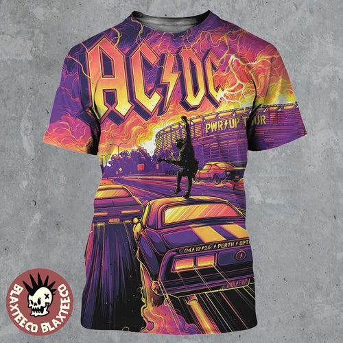 ACDC Perth Australia 2025 Event Poster PWR Up Tour At Optus Stadium On December 4 2025 All Over Print Shirt