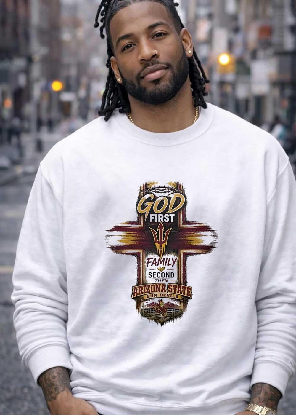 ASU Apparel God First Family Second Then Arizona State Sun Devils T-Shirt