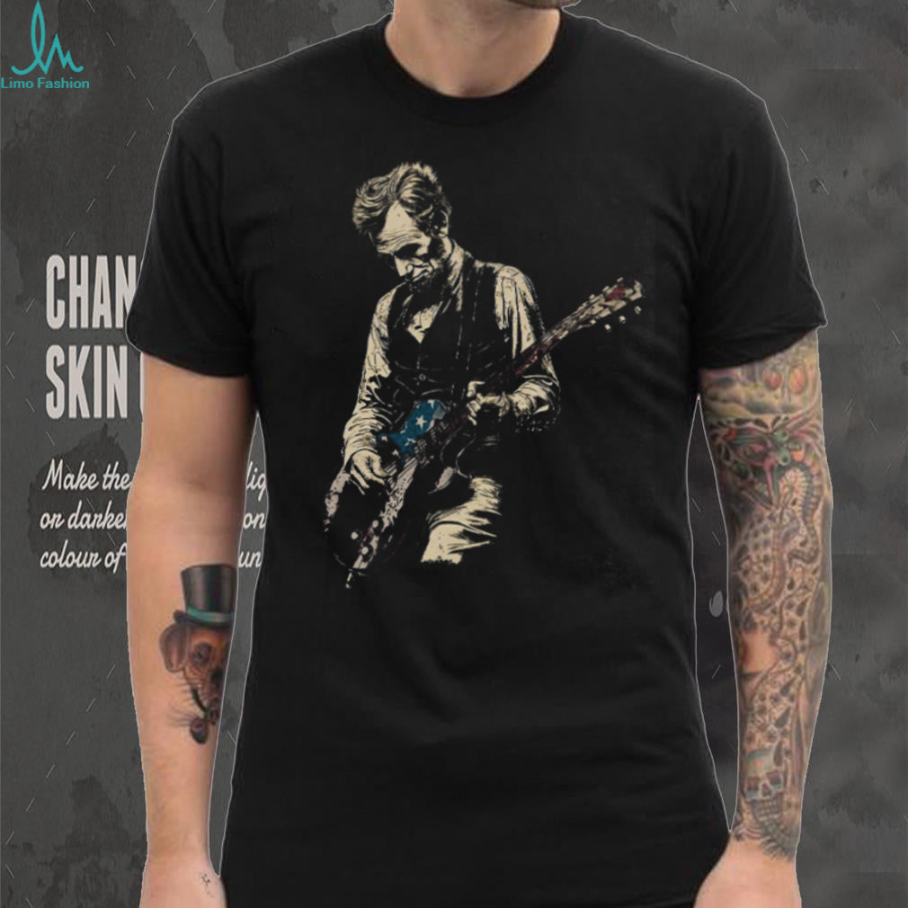 Abraham Lincoln Electric Guitar Patriotic USA Flag Graphic Shirt