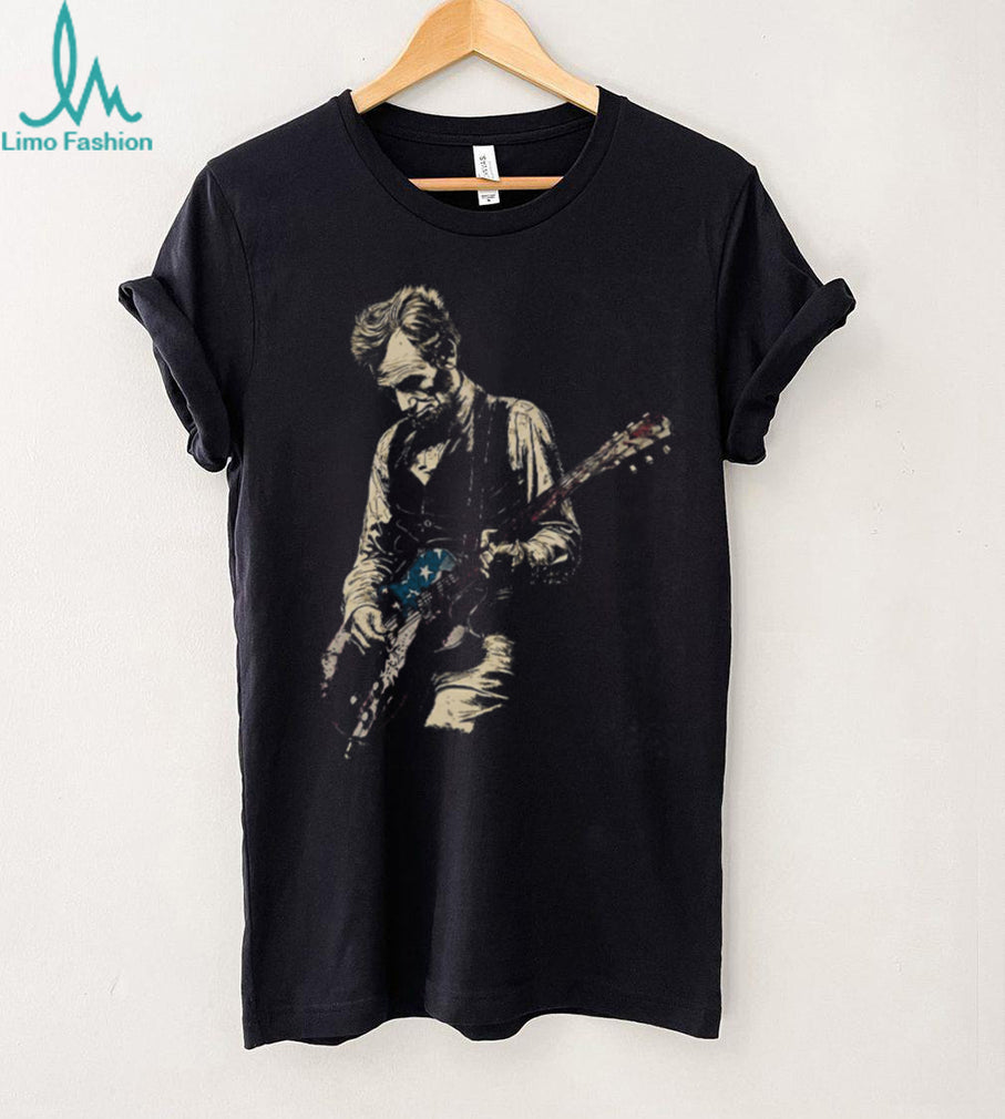 Abraham Lincoln Electric Guitar Patriotic USA Flag Graphic Shirt