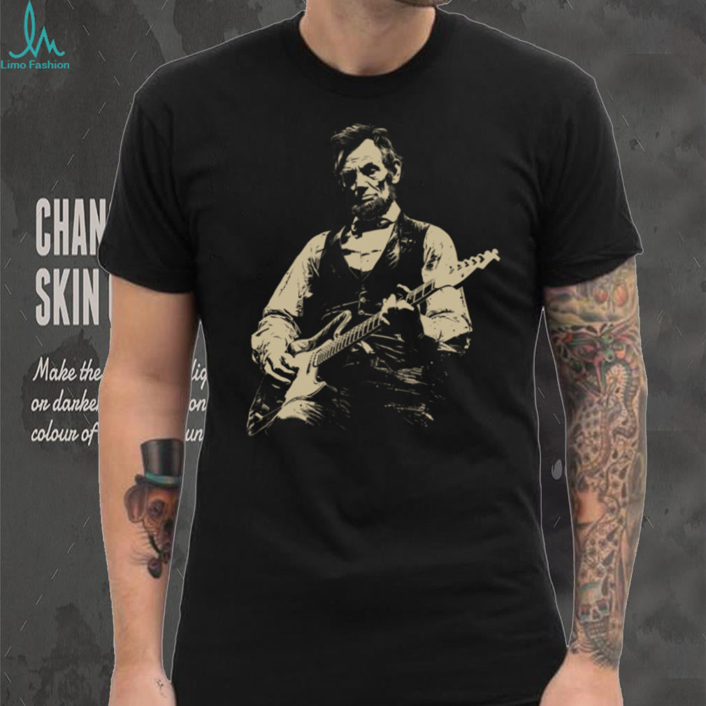 Abraham Lincoln Guitar Rock Musician Vintage Style T Shirt