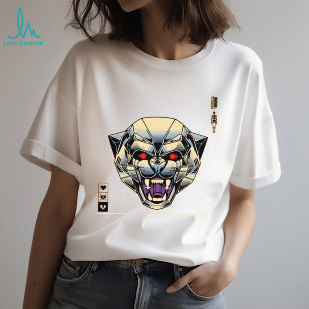 Abstract Panther Geometric Cyberpunk Neon Graphic T Shirt