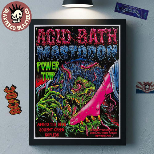 Acid Bath Mastodon And Power Trip New Orleans Louisiana 2025 Official Event Poster At UNO Lakefront Arena On November 15 2025 Poster Canvas