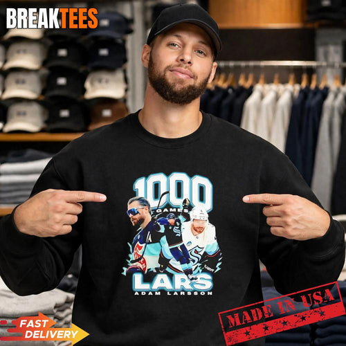 Adam Larsson Seattle Kraken 1000 Games NHL Signature Shirt