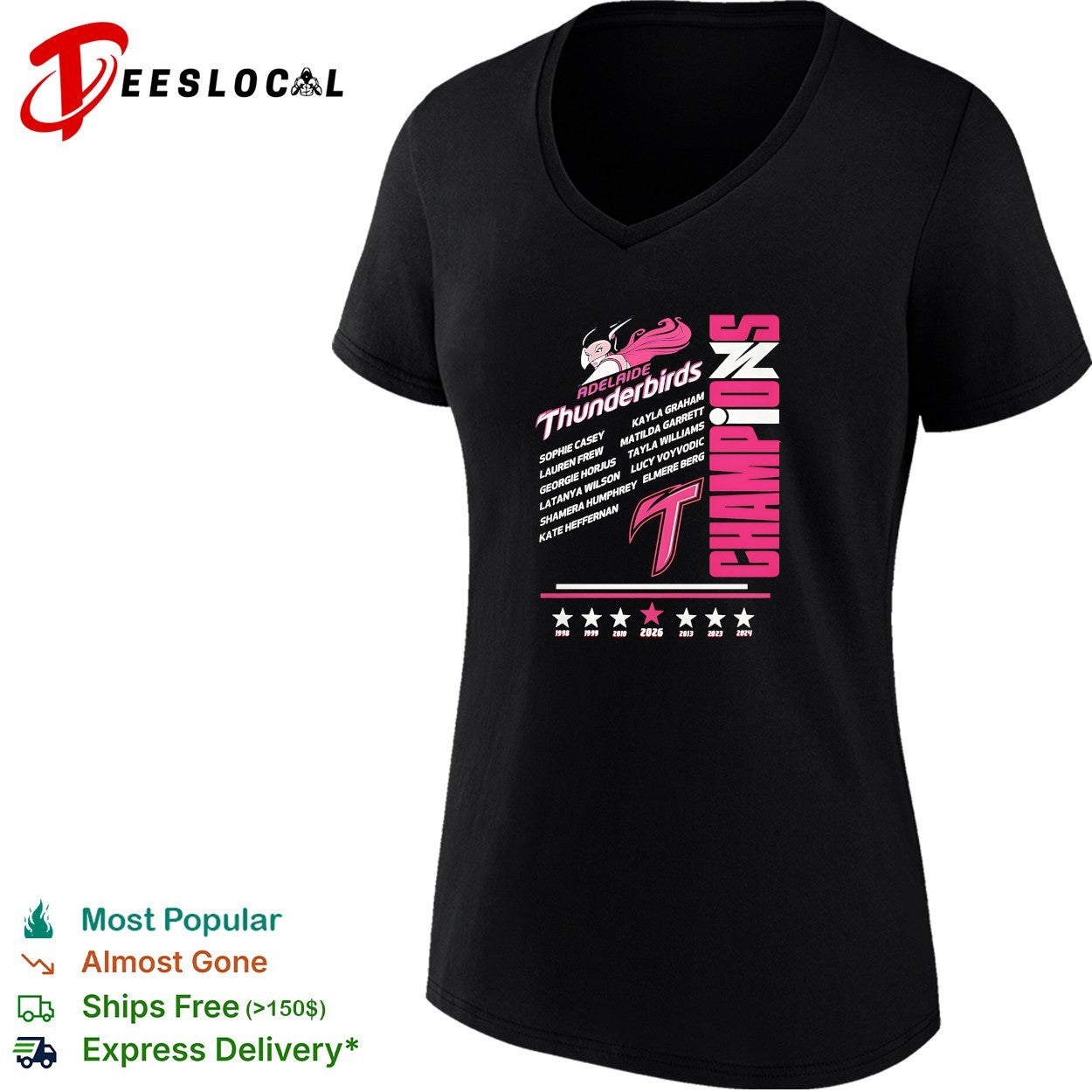 Adelaide Thunderbirds champions 2026 player names Sophie Casey Lauren Frew Georgie Horjus shirt
