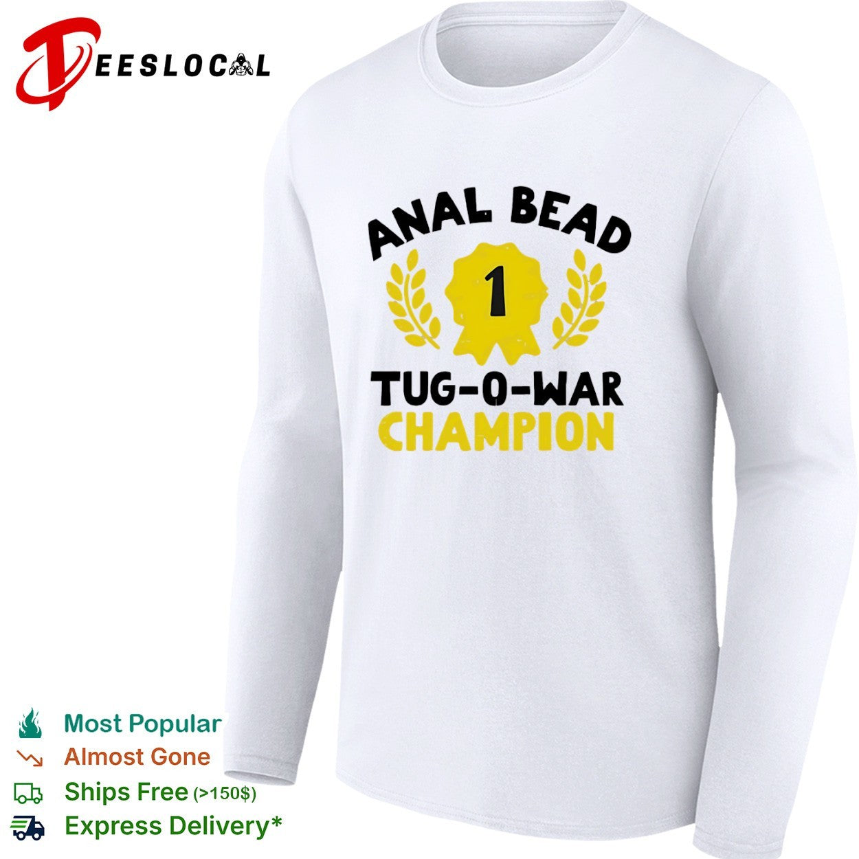 Adult humor yellow ribbon anal bead 1 tug o war champion shirt