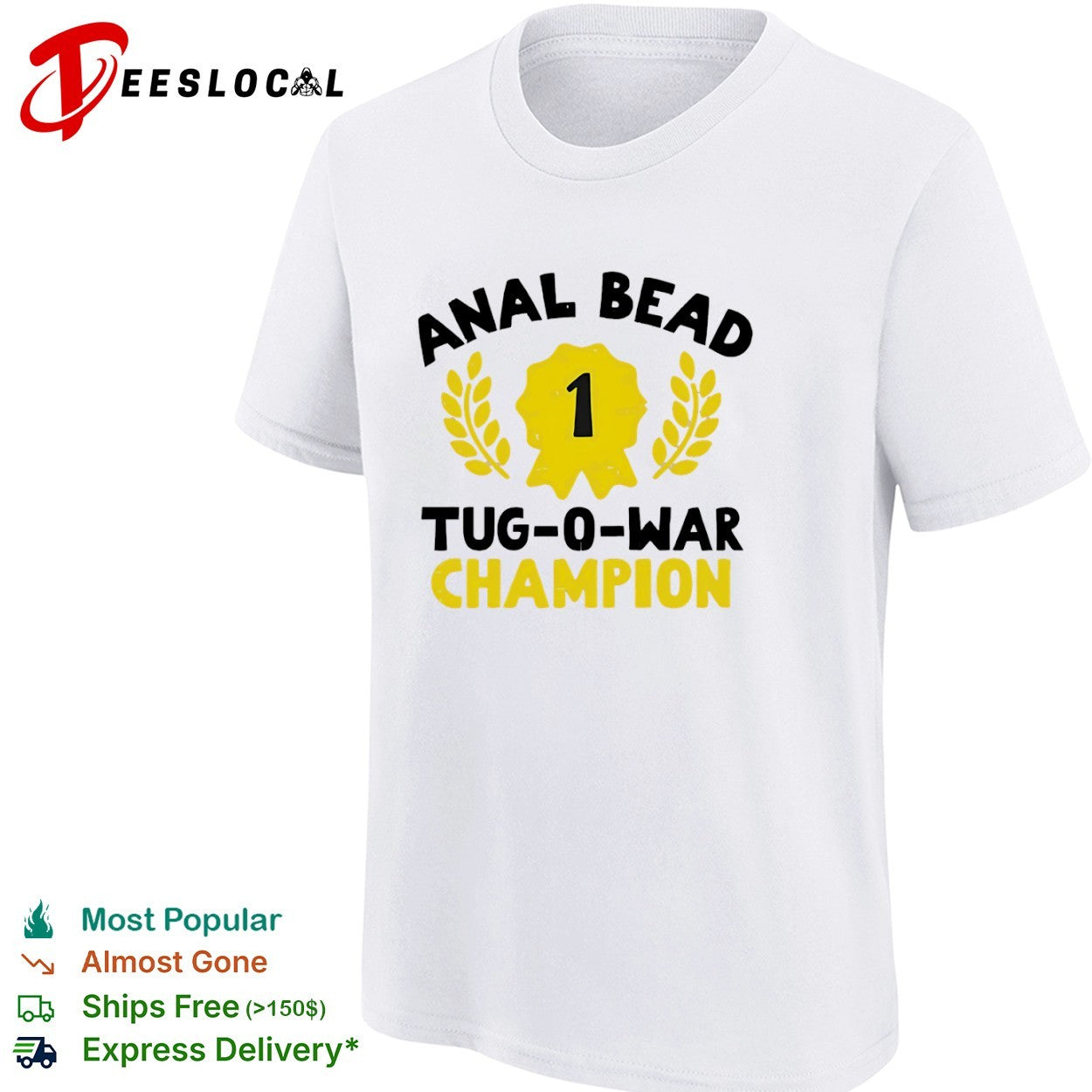 Adult humor yellow ribbon anal bead 1 tug o war champion shirt