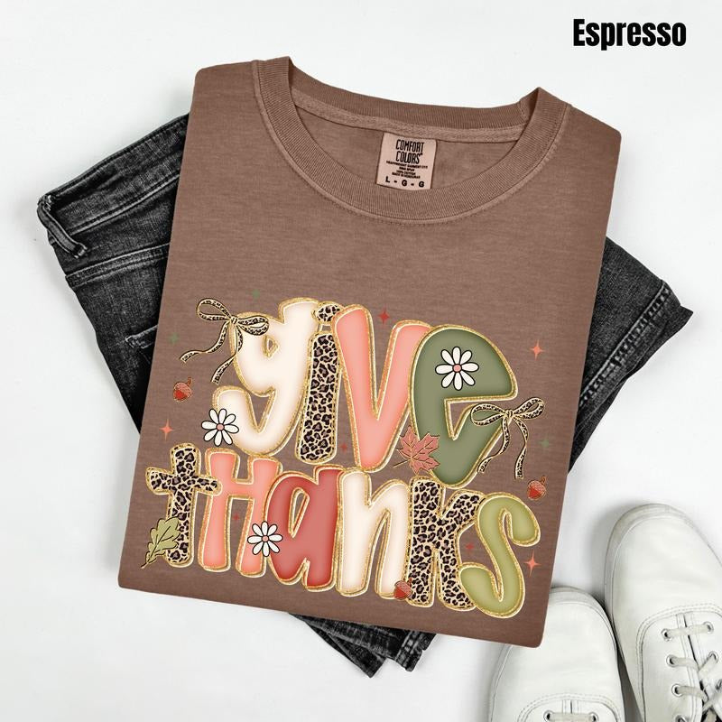 Aesthetic Give Thanks Comfort Colors T-Shirt 'NLB' Hoodie, Sweatshirt | PodTeesHub.com