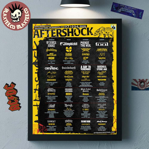 Aftershock 2026 Festival Full Lineup At Discovery Park In Sacramento California On October 1 2 3 4 2026 Home Decor Poster Canvas