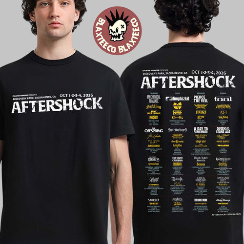 Aftershock 2026 Festival Full Lineup At Discovery Park In Sacramento California On October 1 2 3 4 2026 Two Sided T-Shirt