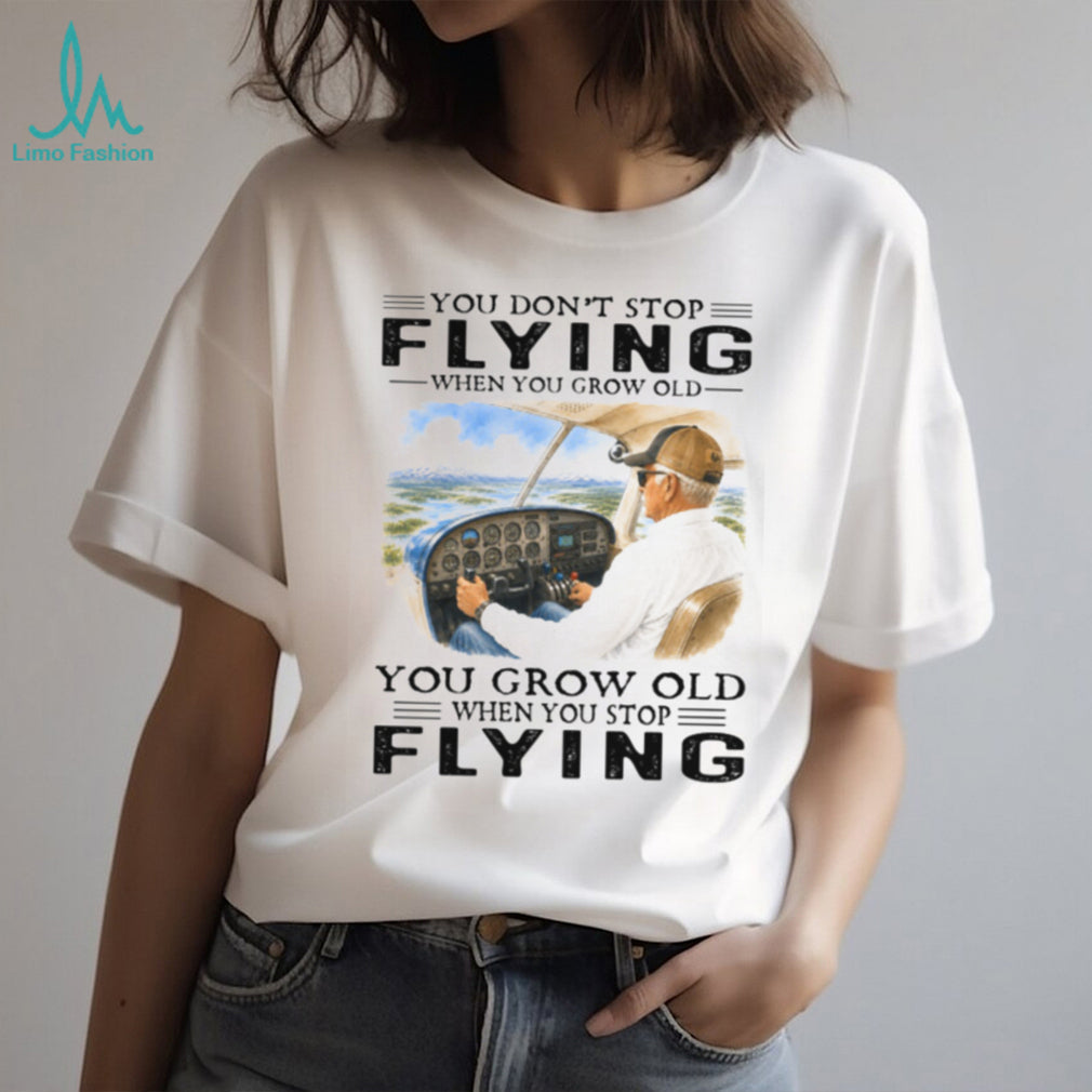 Airplane Pilot Cockpit Aviation Travel Retro Style Eldery Men Aviation Shirt