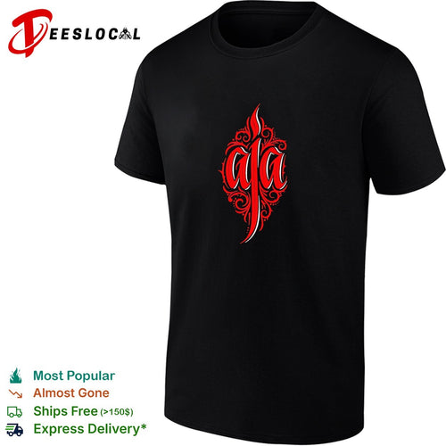 Aja ornate flame calligraphy lettering shirt