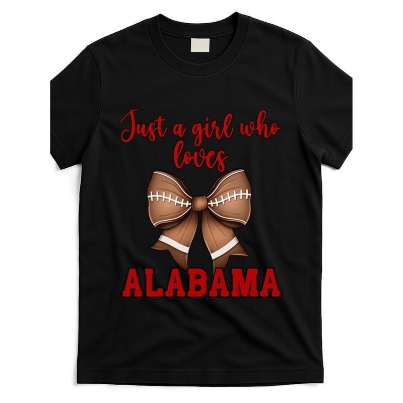Alabama Coquette Football Bow Loves Alabama Cute Gift T Shirt Black Product Image Hoodie, Sweatshirt | PodTeesHub.com