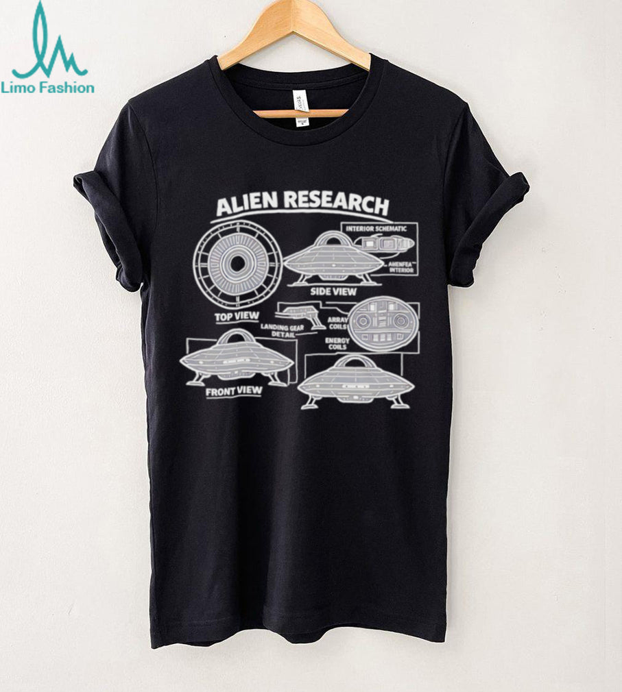 Alien Research UFO Schematic Science Fiction Graphic T Shirt