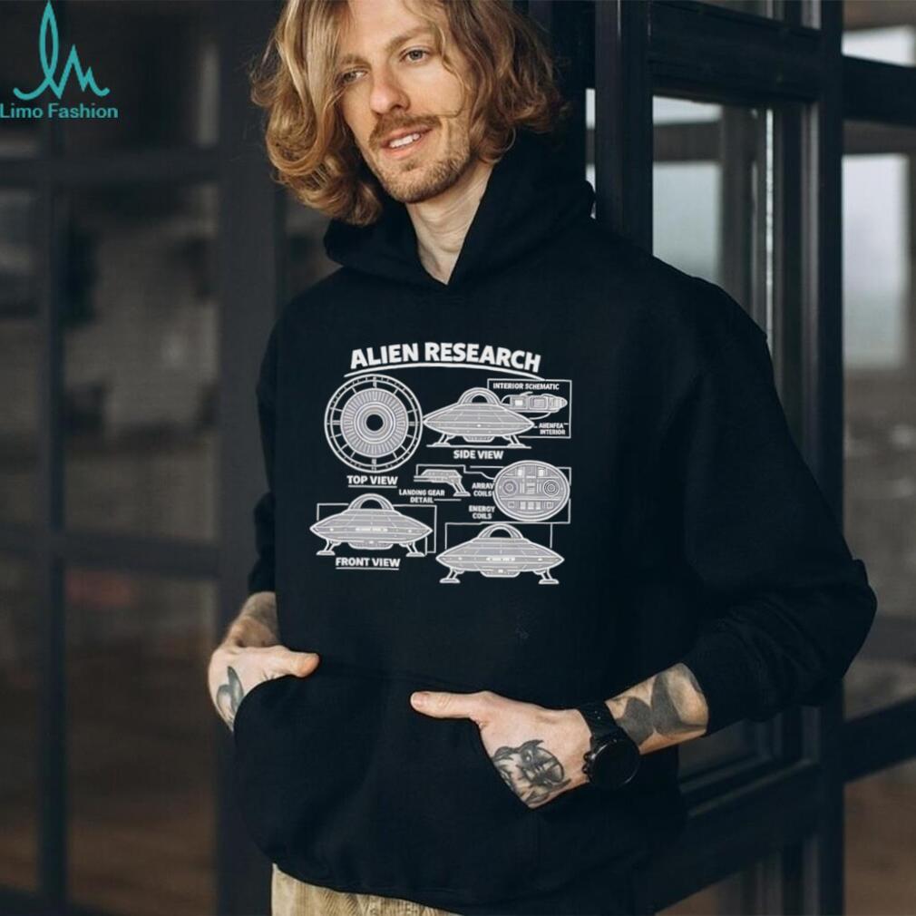 Alien Research UFO Schematic Science Fiction Graphic T Shirt