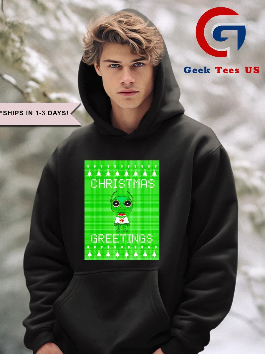 Alien Sci Fi ugly Christmas Greetings shirt