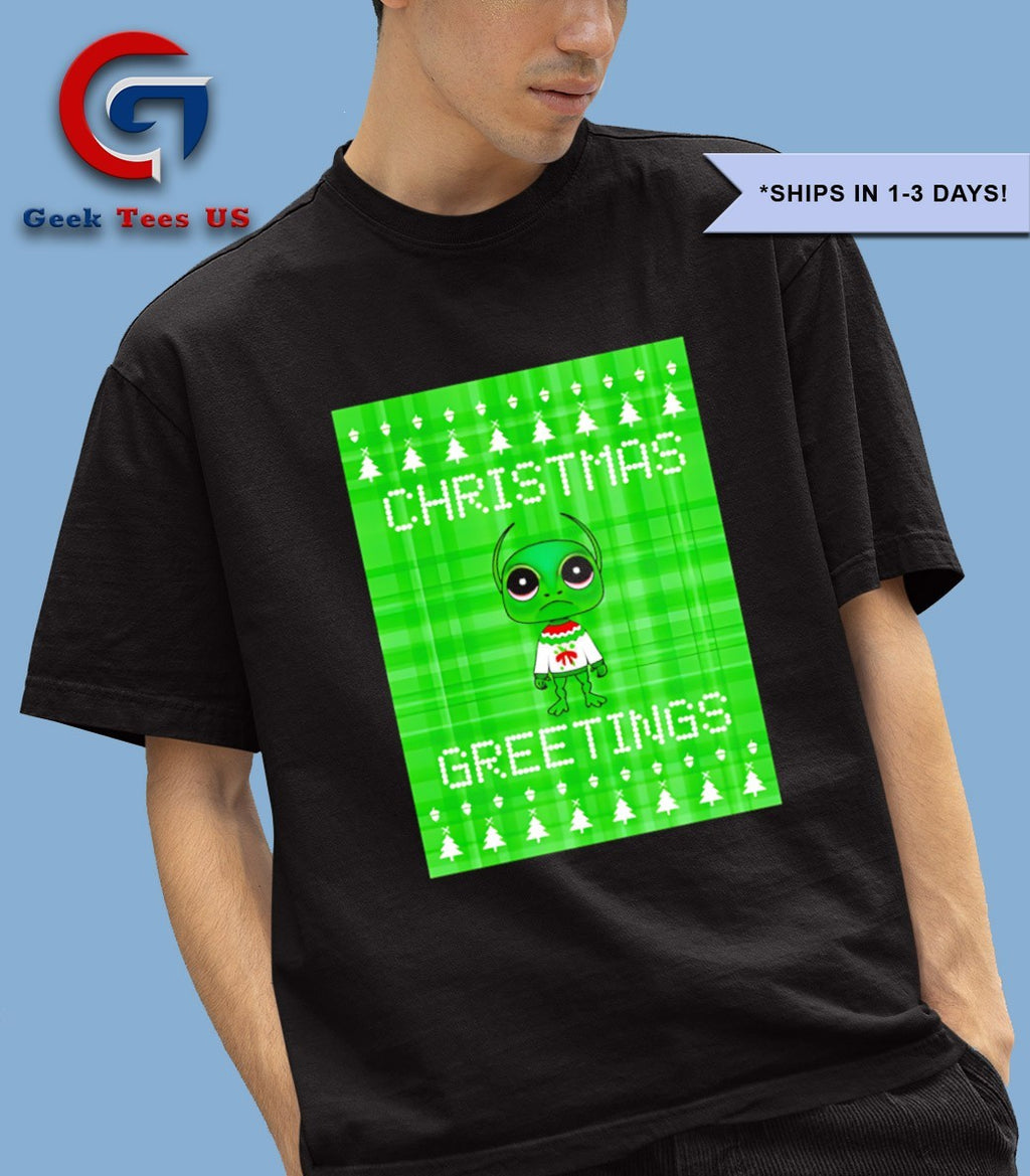 Alien Sci Fi ugly Christmas Greetings shirt