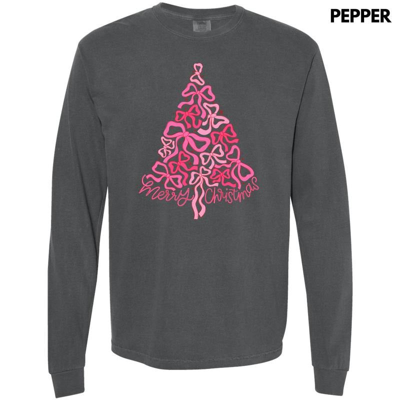 All Bow Christmas Long Sleeve Comfort Colors T-Shirt 'NLB' Hoodie, Sweatshirt | PodTeesHub.com