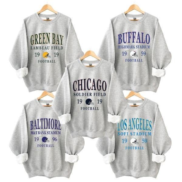 All Team Football Stadium Sweatshirt, Vintage 90s Graphic Crewneck, Game Day Unisex Pullover, Sporty Retro Streetwear...