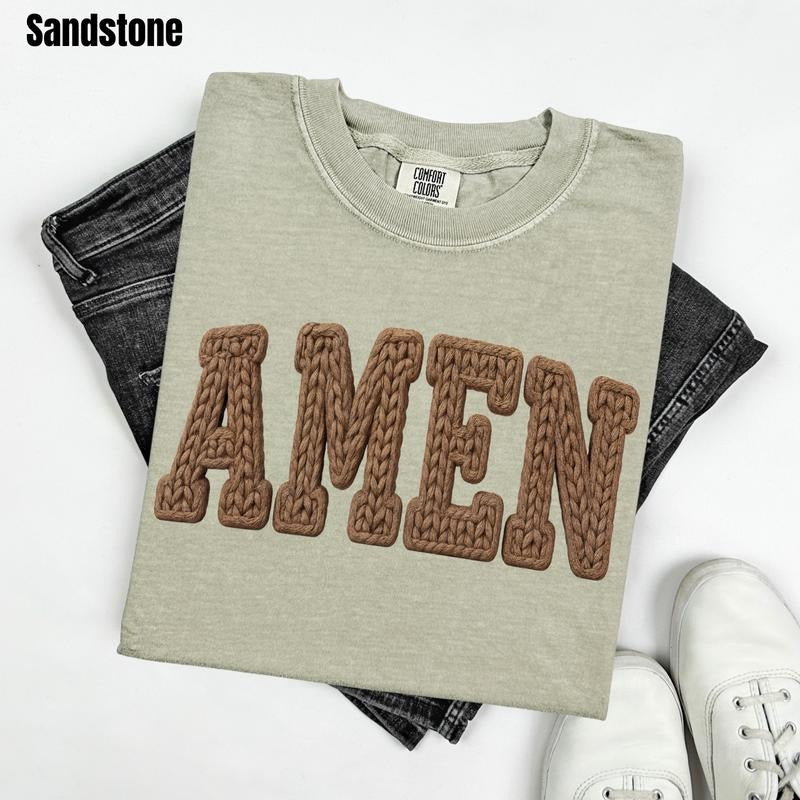 Amen Fake Embroidery Comfort Colors T-Shirt 'CMNLB' Hoodie, Sweatshirt | PodTeesHub.com