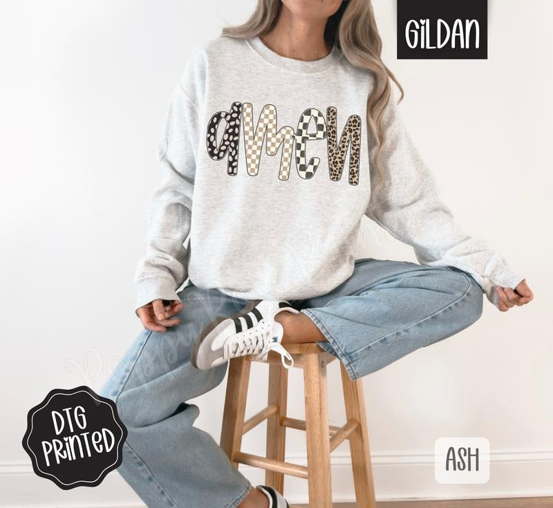 Amen Sweatshirt, Trendy Women's Religious Crewneck T-Shirts, Hoodie | PodTeesHub.com