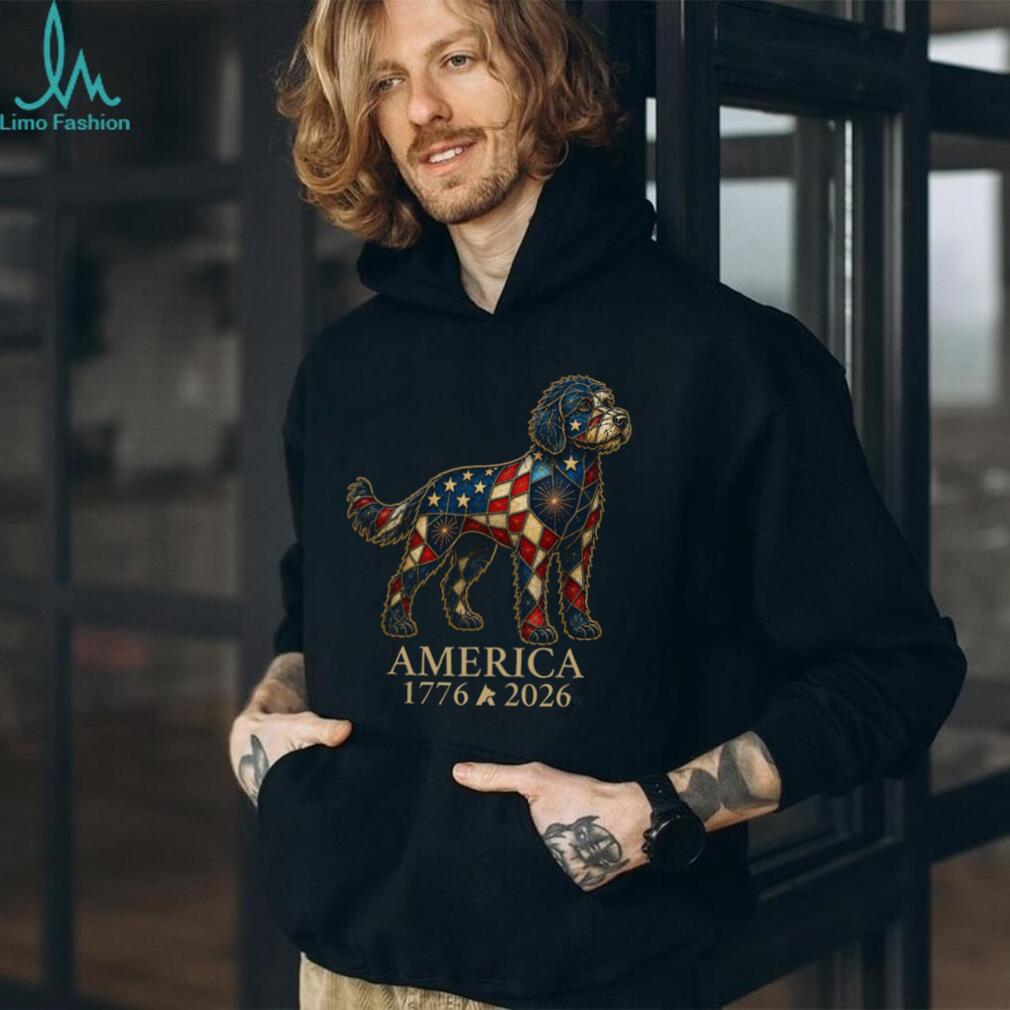America 1776 2026 Patriotic Stained Glass Labradoodle Shirt