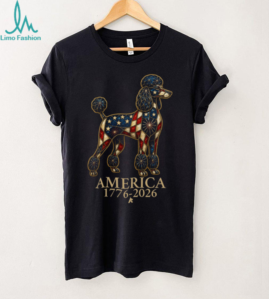 America 1776 2026 Patriotic Stained Glass Poodle Shirt