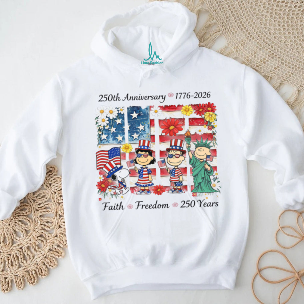 America 250 Faith Freedom Anniversary Peanuts Floral Shirt