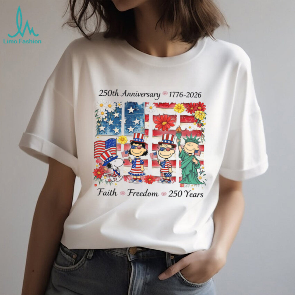 America 250 Faith Freedom Anniversary Peanuts Floral Shirt