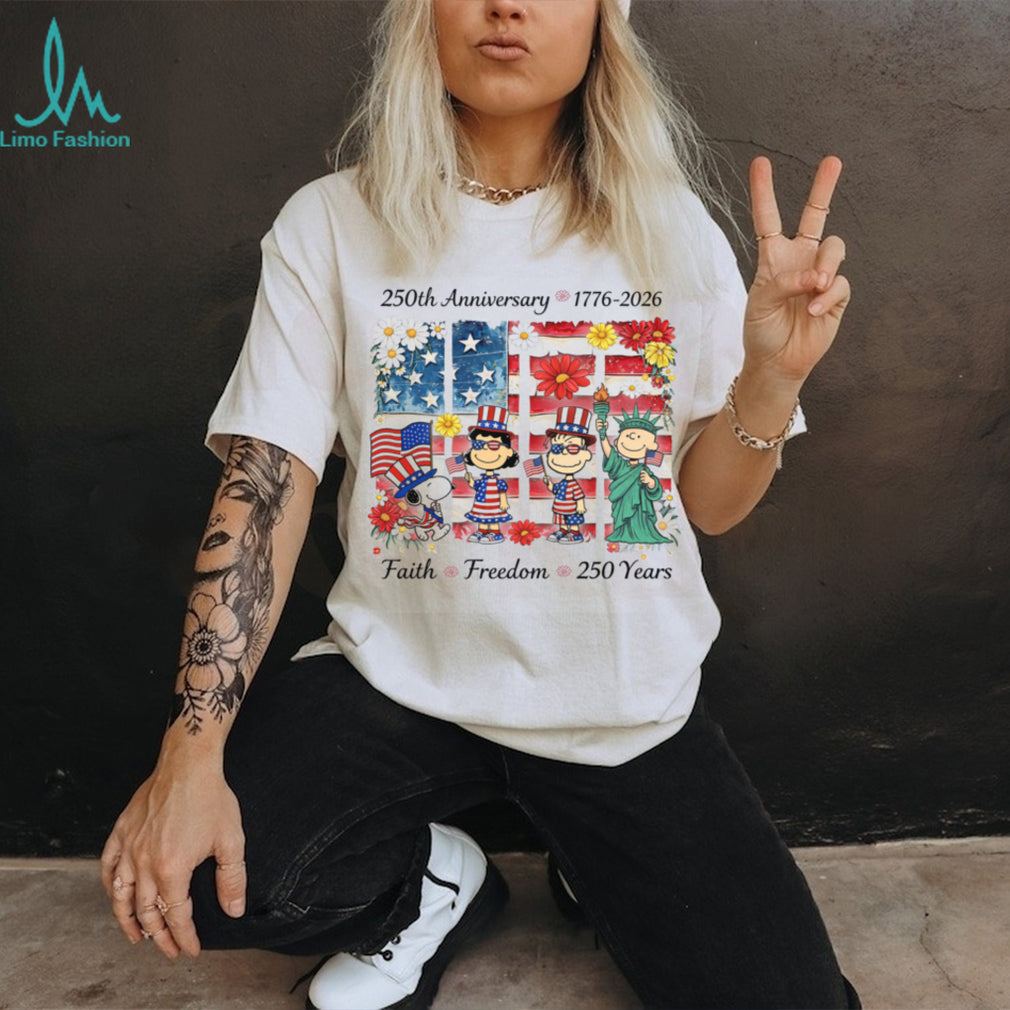 America 250 Faith Freedom Anniversary Peanuts Floral Shirt