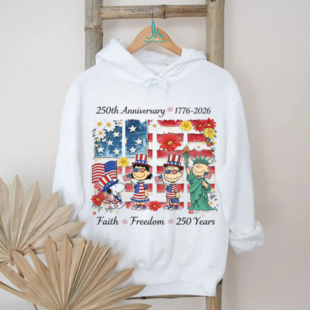 America 250 Faith Freedom Anniversary Peanuts Floral Shirt